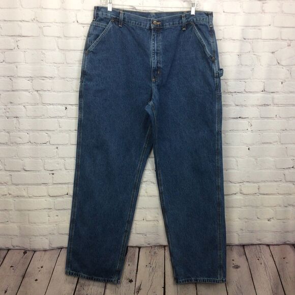 Carhartt Carpenter Jeans Men's Size 40x34 B13-DPS Blue Dungaree Fit Dark Wash - Picture 7 of 10